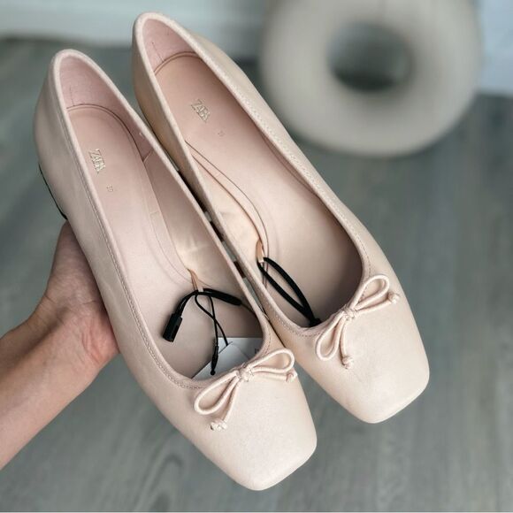 Zara Block Heel Leather Shoes Heels New - Picture 7 of 7